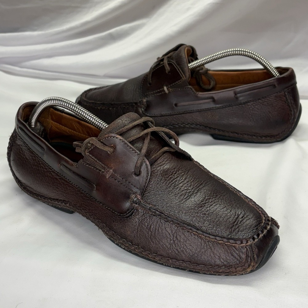 HS TRASK Bison Leather Loafers Driving Mocs Mens US 10 M Slip On Handsewn Shoes